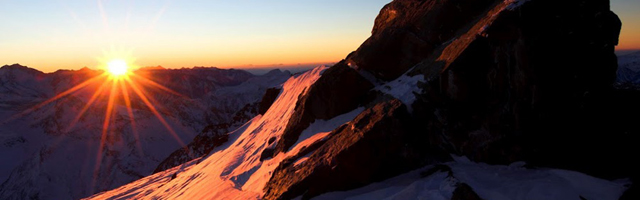 Sonnenuntergang am Moelltaler Gletscher