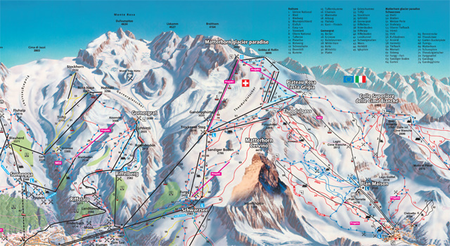 Pistenplan Zermatt Gletscher